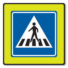 Voetgangersoversteekplaats met fluoriserend achtegrondschild