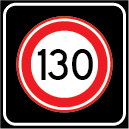 Snelheidsbord met achtergrondschild 130 km/u