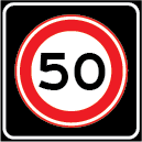 Snelheidsbord met achtergrondschild 50 km/u