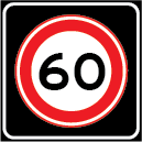 Snelheidsbord met achtergrondschild 60 km/u