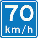 Adviessnelheid 70 km/u