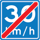 Einde adviessnelheid 30 km/u