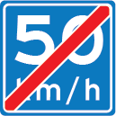 Einde adviessnelheid 50 km/u