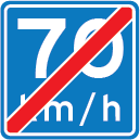 Einde adviessnelheid 70 km/u