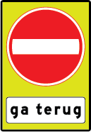 Eenrichtingsweg + ga terug fluoriserend